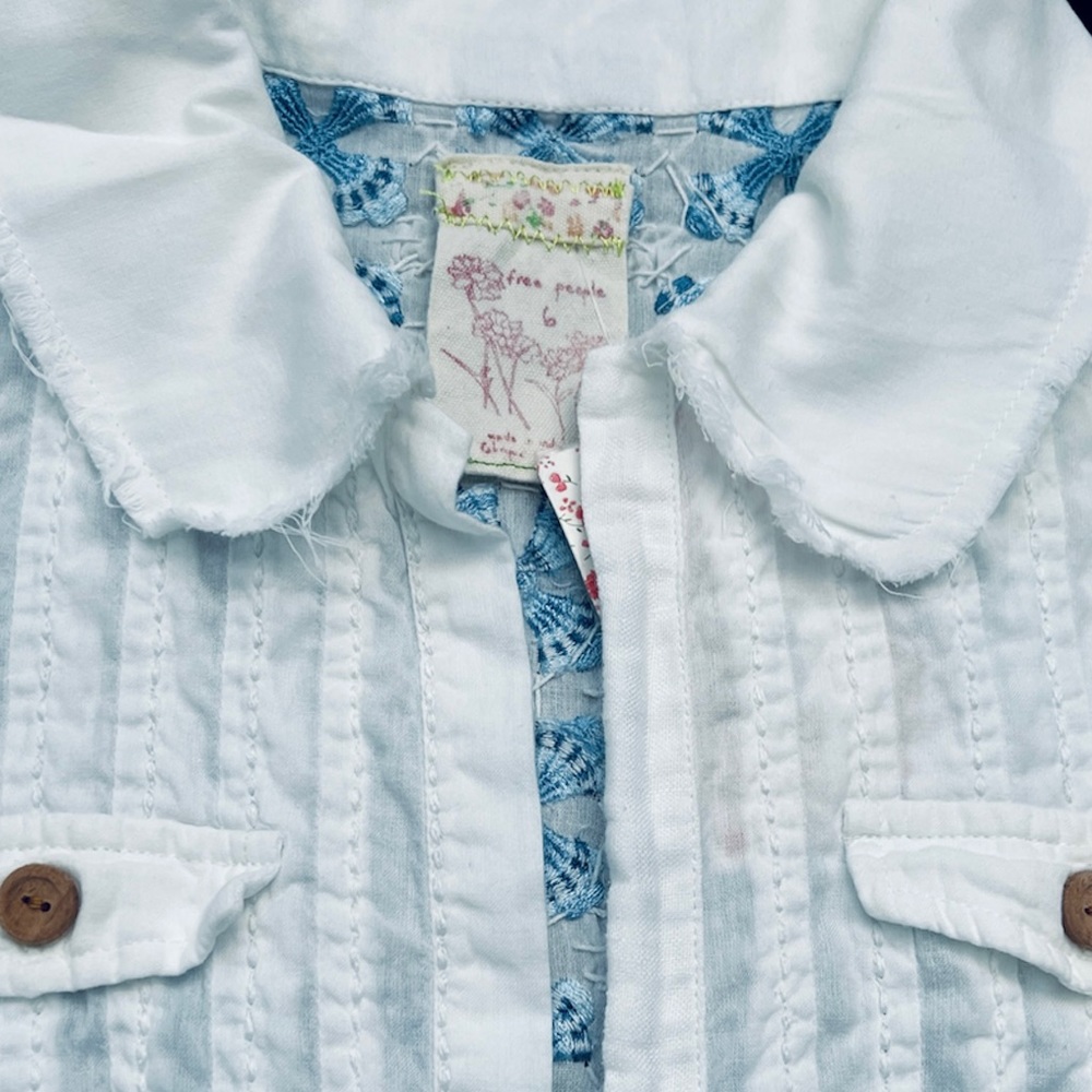 FREE PEOPLE Vintage Boho Embroidered Shirt 6 NWT - Picture 8 of 12